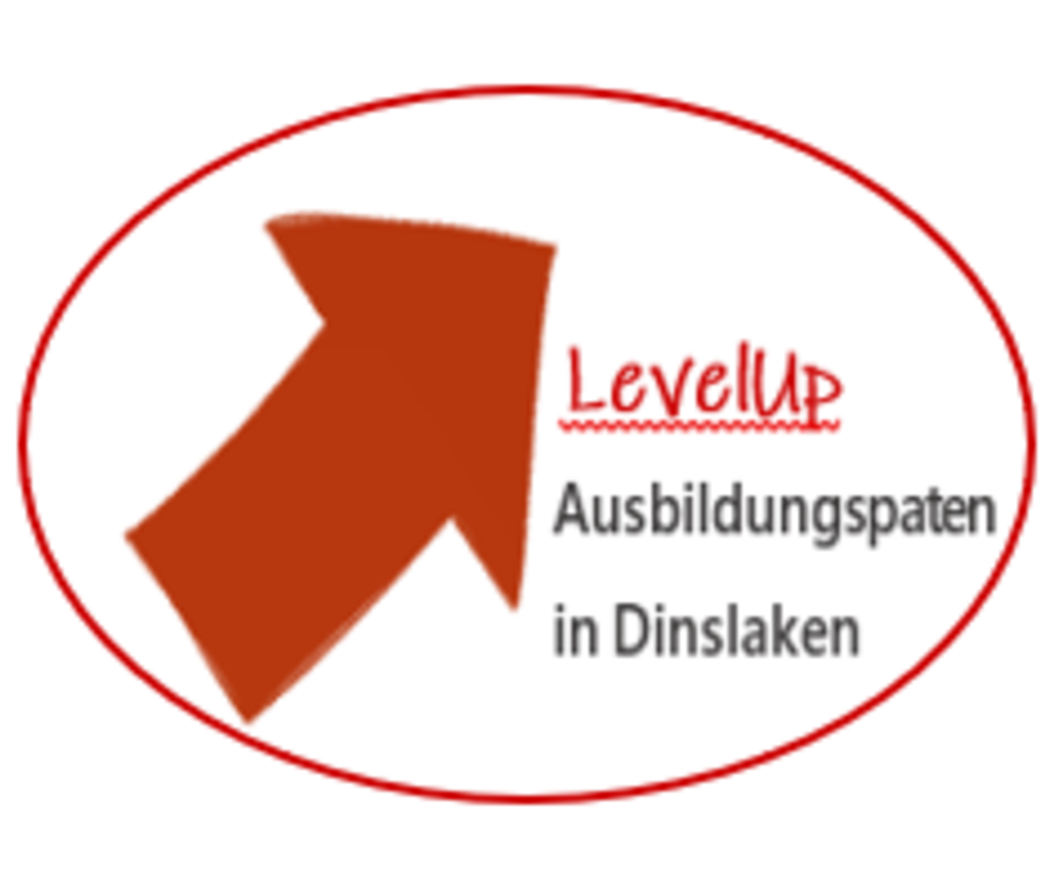 Das Logo der Ausbildungspaten hat den SChriftzug LevelUp und zeigt einen leicht geschwungenen Pfeil nach oben